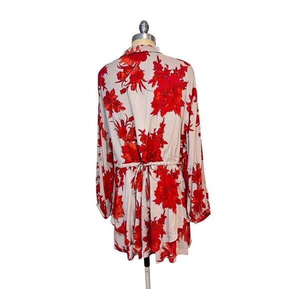 FREE PEOPLE Shake It Printed Sand Long Sleeve Mini Tunic Dress size small - Picture 7 of 9